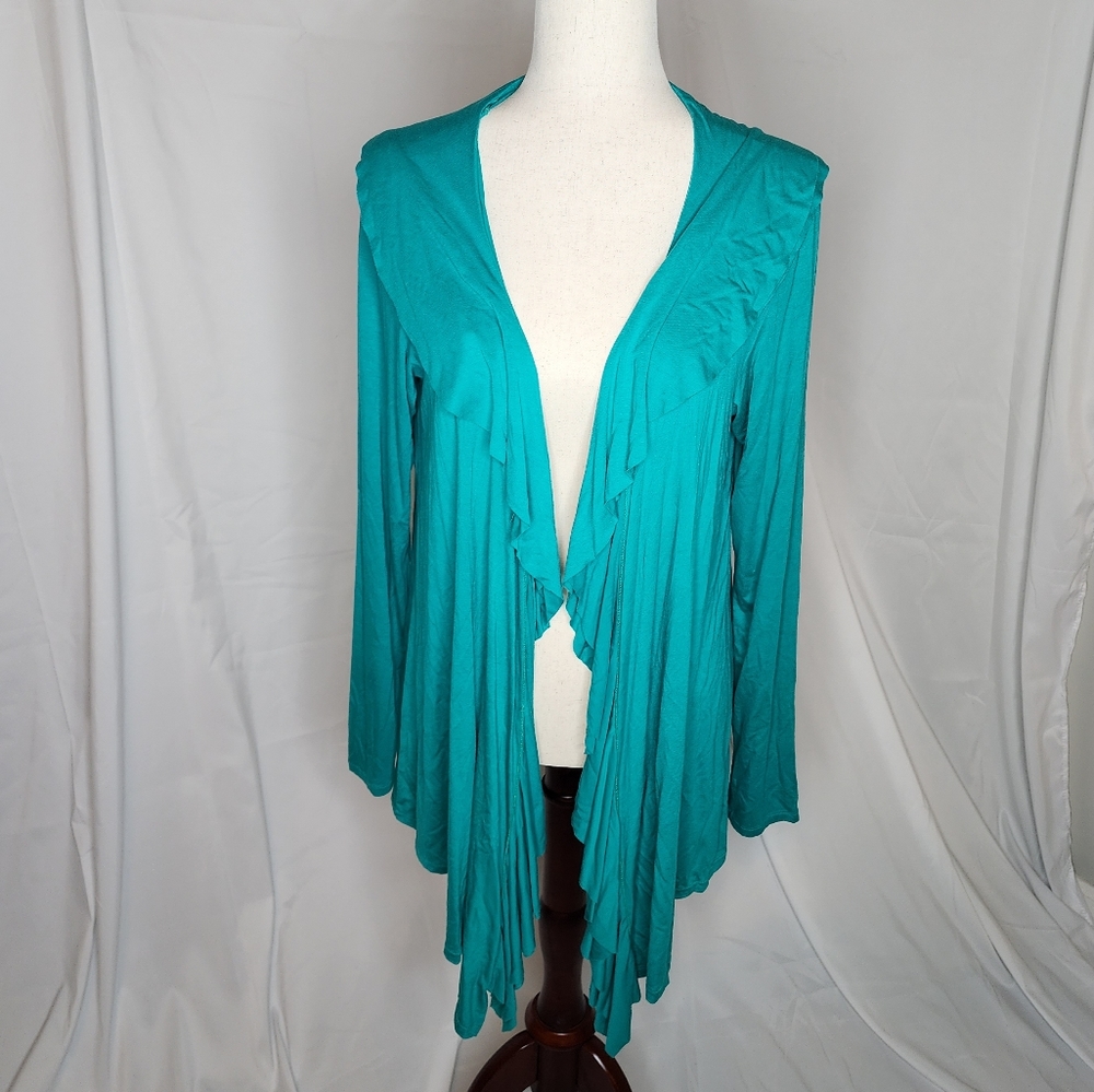 Teal Waterfall Open Front Cardigan Size XL